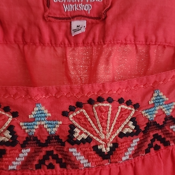Johnny Was Red Embroidered Peasant Top - Picture 2 of 3
